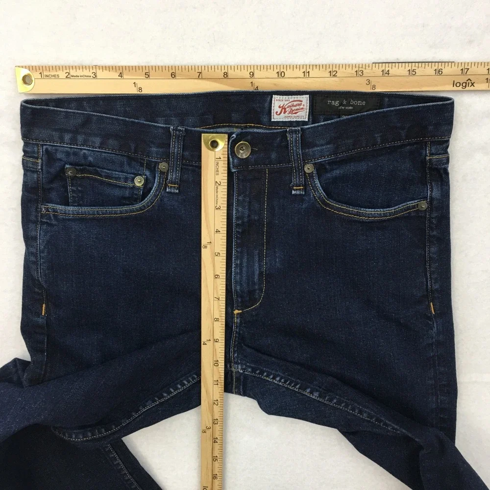 Rag & Bone Mens Fit 2 Kaihara Denim Raw Dark Wash Slim Jeans 33x28